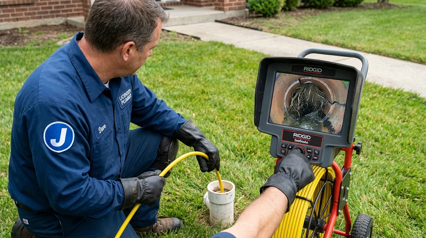 Sewer camera inspection being performed by Johns Plumbing LLC in Harrisonburg